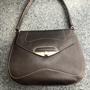 Furla Brown Pebble Leather and Suede Shoulder Bag